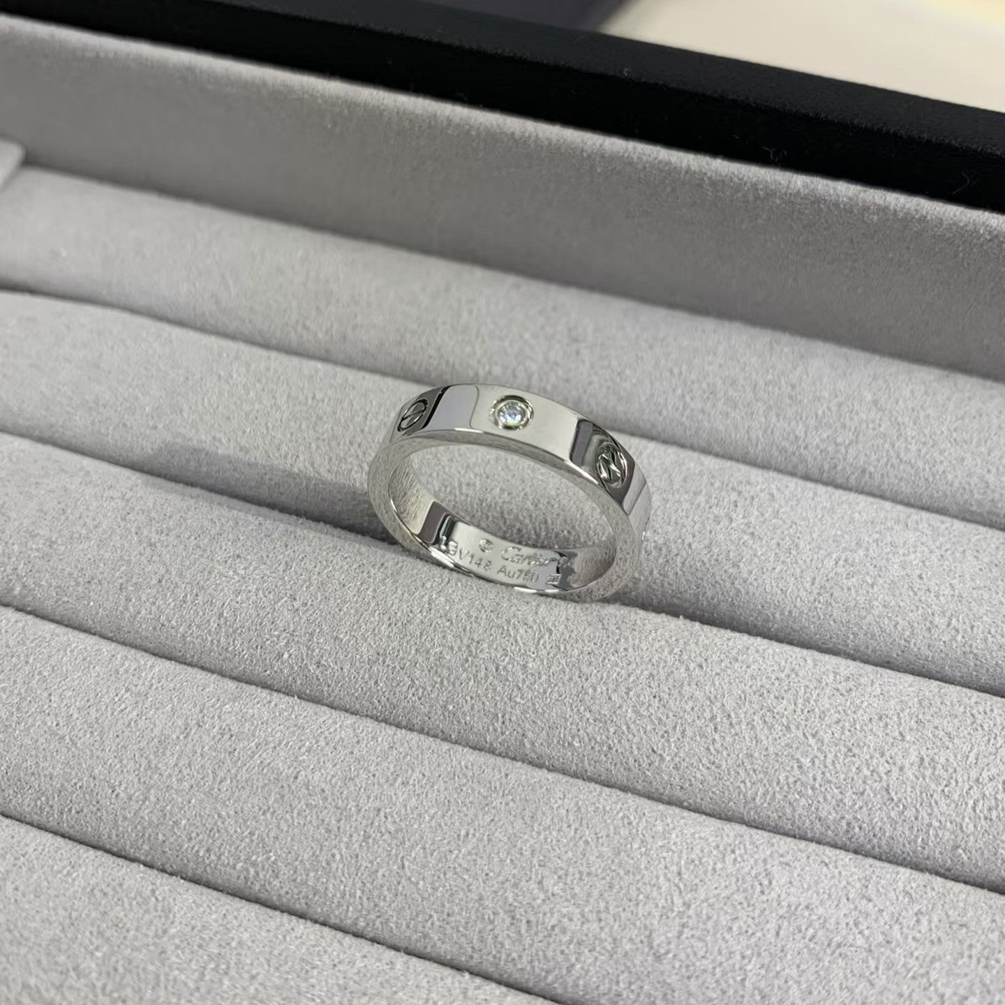 [AURORA]LOVE RING 4MM 1 DIAMOND SILVER