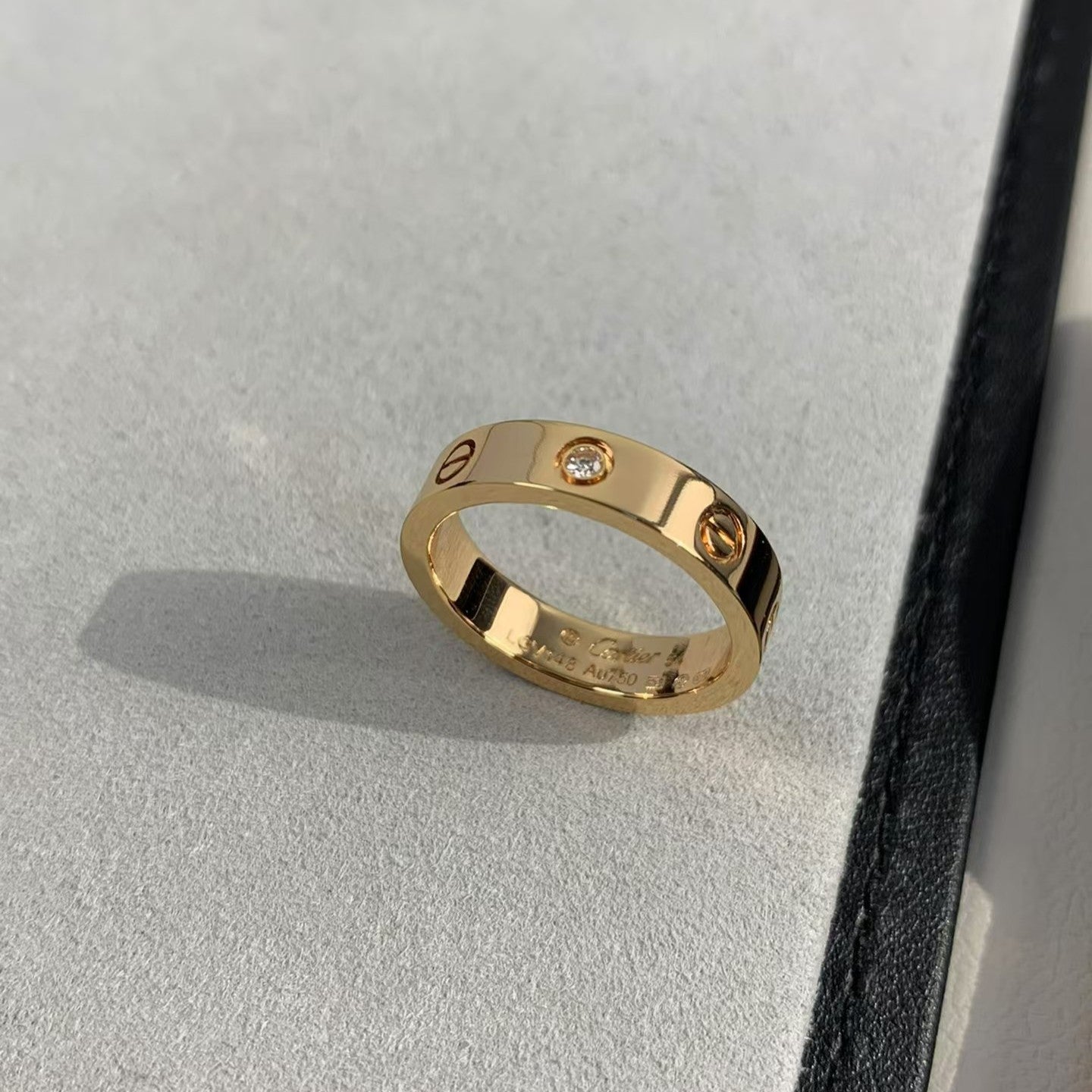 [AURORA]LOVE RING 4MM 1 DIAMOND PINK GOLD
