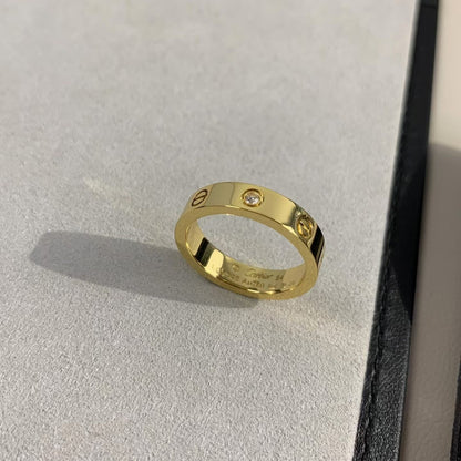 [AURORA]LOVE RING 4MM 1 DIAMOND GOLD