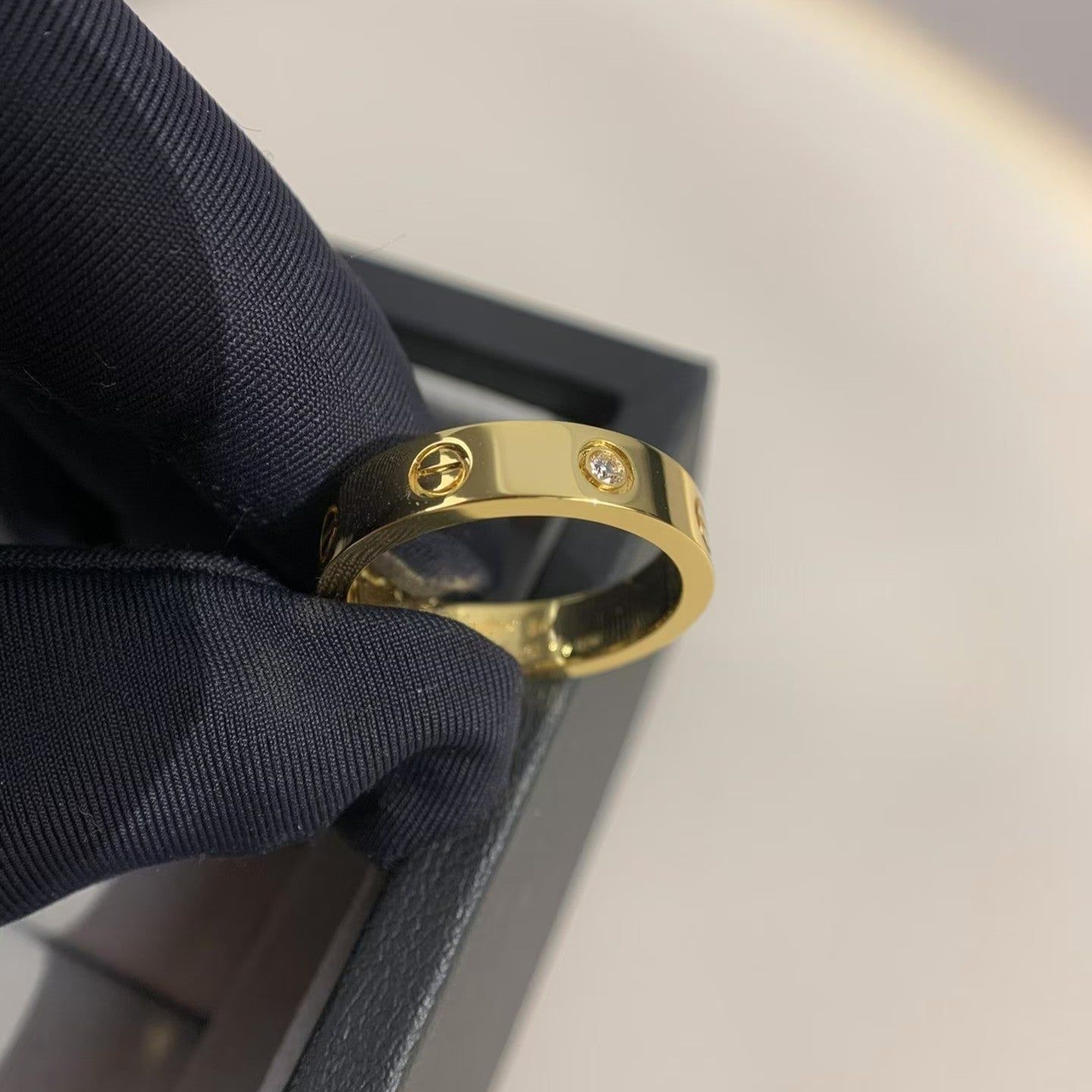 [AURORA]LOVE RING 4MM 1 DIAMOND GOLD