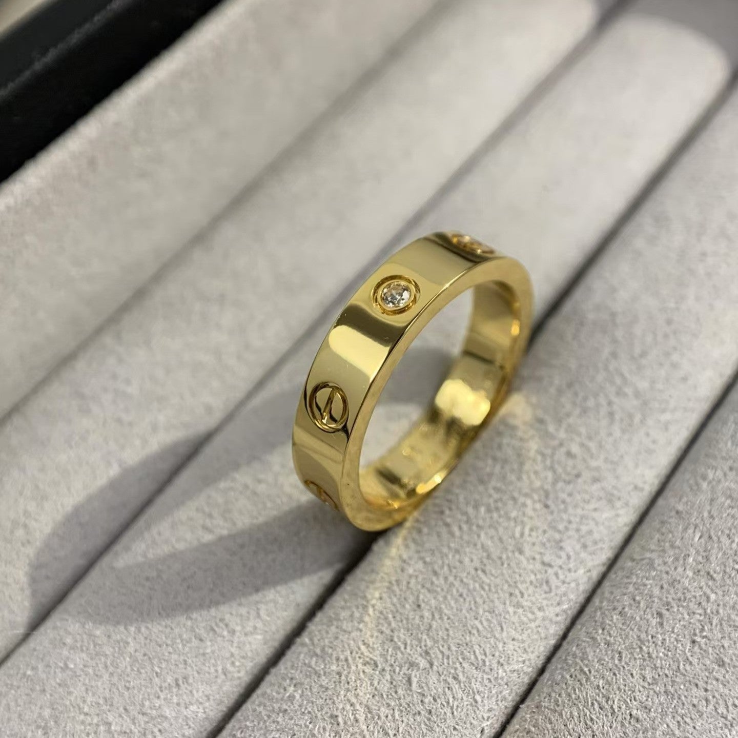 [AURORA]LOVE RING 4MM 1 DIAMOND GOLD