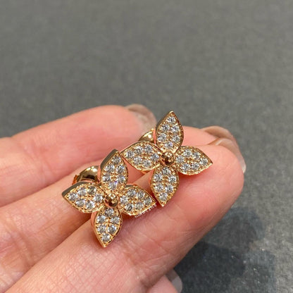 [AURORA]STAR BLOSSOM STUD EARRINGS PINK GOLD DIAMONDS
