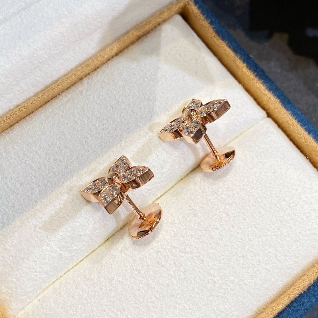 [AURORA]STAR BLOSSOM STUD EARRINGS PINK GOLD DIAMONDS