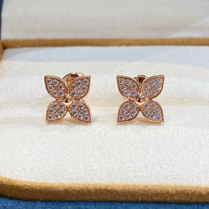 [AURORA]STAR BLOSSOM STUD EARRINGS PINK GOLD DIAMONDS