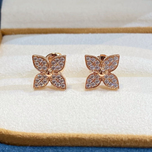 [AURORA]STAR BLOSSOM STUD EARRINGS PINK GOLD DIAMONDS