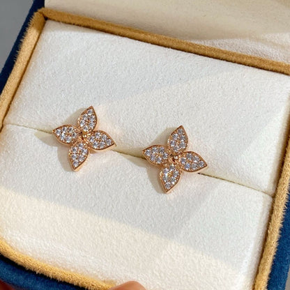[AURORA]STAR BLOSSOM STUD EARRINGS PINK GOLD DIAMONDS