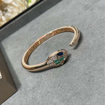【AURORA】SERPENTI ROSE GOLD DIAMOND SNAKE HEAD BRACELET