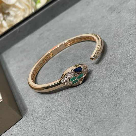 【AURORA】SERPENTI ROSE GOLD DIAMOND SNAKE HEAD BRACELET