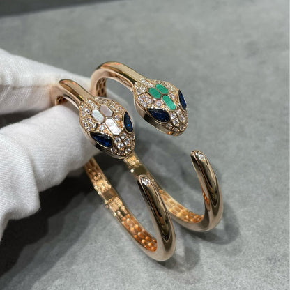 【AURORA】SERPENTI ROSE GOLD DIAMOND SNAKE HEAD BRACELET