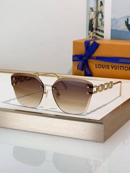 Frameless Gradient Chain Sunglasses