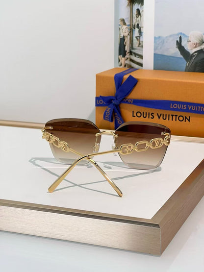 Frameless Gradient Chain Sunglasses