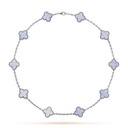 [AURORA]CLOVER 10 MOTIFS BLUE CHALCEDONY NECKLACE