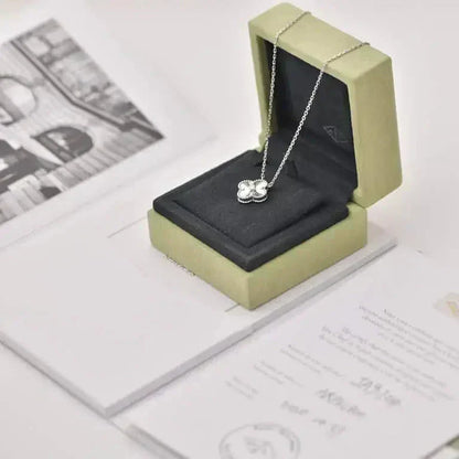 [AURORA]CLOVER  15MM DIAMOND LASER NECKLACE SILVER