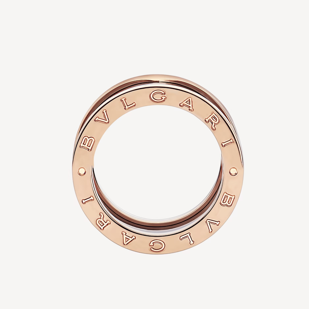 [AURORA]ZERO 1 FOUR-BAND LOOPS AND BLACK CERAMIC SPIRAL PINK GOLD RING