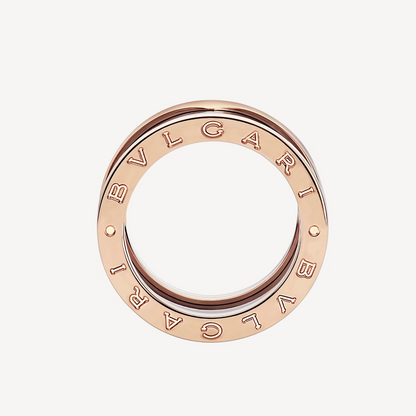 [AURORA]ZERO 1 FOUR-BAND LOOPS AND BLACK CERAMIC SPIRAL PINK GOLD RING