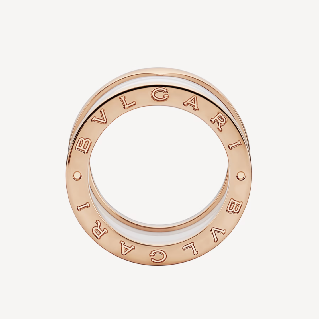 [AURORA]ZERO 1 FOUR-BAND LOOPS AND WHITE CERAMIC SPIRAL PINK GOLD RING