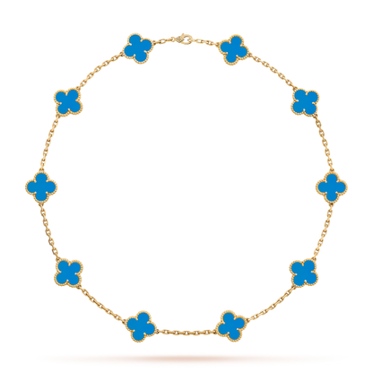 [AURORA]CLOVER 10 MOTIFS BLUE AGATE NECKLACE