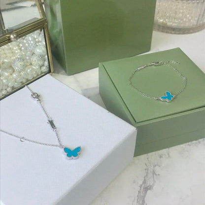 [AURORA]BUTTERFLY TURQUOISE BUTTERFLY BRACELET SILVER