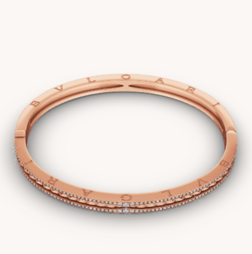 [AURORA]ZERO 1 SPIRAL AND PAVED DIAMOND PINK GOLD BRACELET