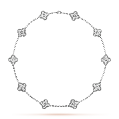 [AURORA]CLOVER 10 MOTIFS DIAMOND NECKLACE
