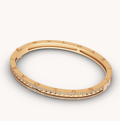 [AURORA]ZERO 1 SPIRAL AND PAVED DIAMOND GOLD BRACELET
