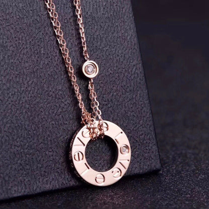 [AURORA]LOVE NECKLACE 16MM 2 DIAMONDS