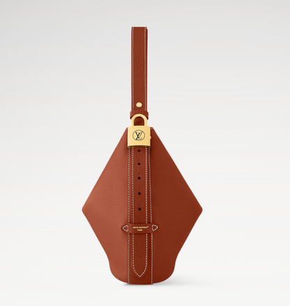 LOW KEY COOKIE MM 32 IN COGNAC BROWN CALFSKIN GOLD HARDWARE