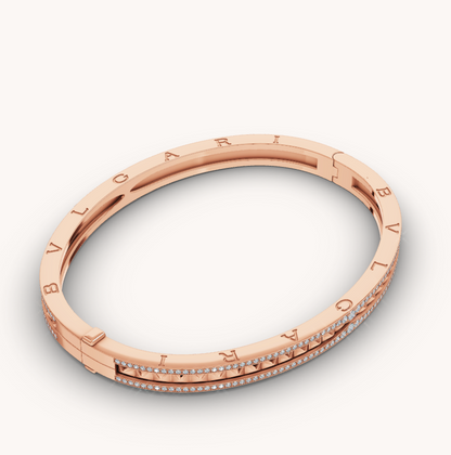 [AURORA]ZERO 1 SPIRAL AND PAVED DIAMOND PINK GOLD BRACELET