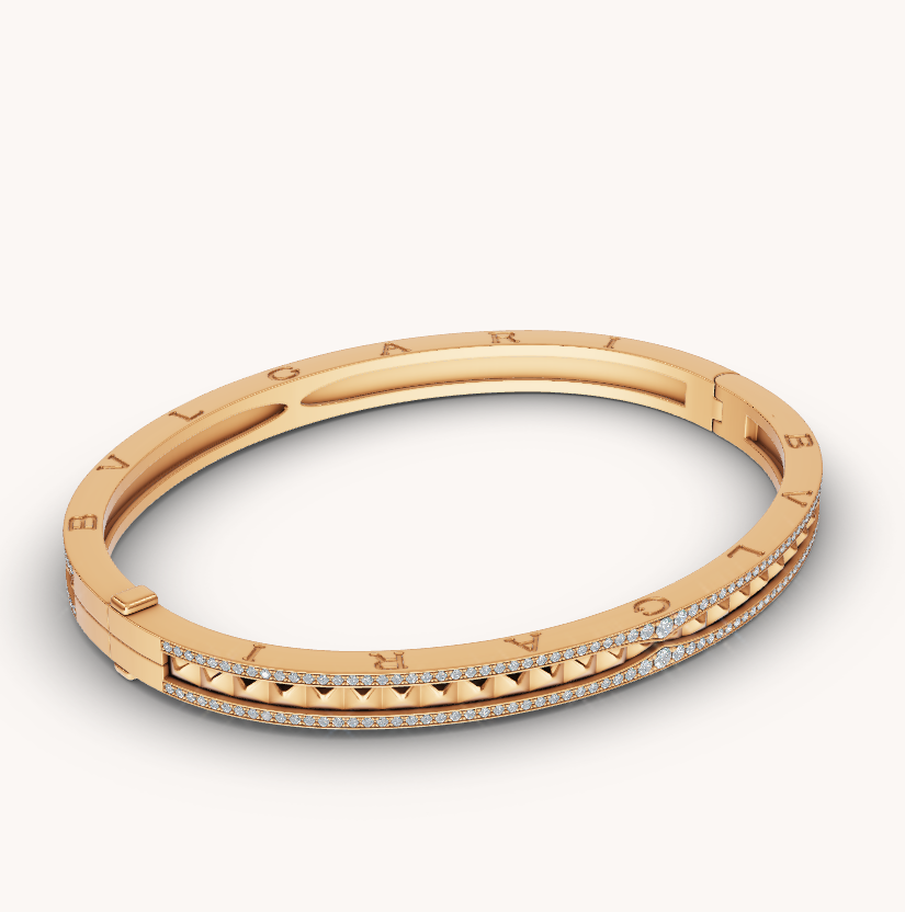 [AURORA]ZERO 1 SPIRAL AND PAVED DIAMOND GOLD BRACELET