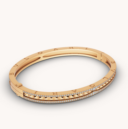 [AURORA]ZERO 1 SPIRAL AND PAVED DIAMOND GOLD BRACELET