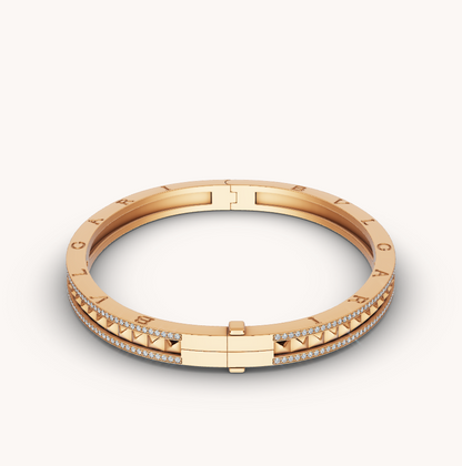 [AURORA]ZERO 1 SPIRAL AND PAVED DIAMOND GOLD BRACELET