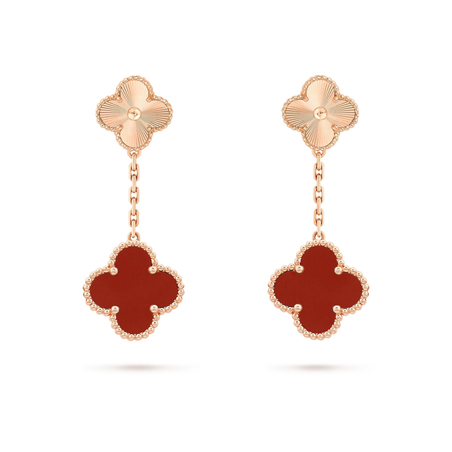 [AURORA]CLOVER 2 MOTIF  LASER CARNELIAN EARRINGS