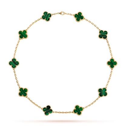 [AURORA]CLOVER 10 MOTIFS MALACHITE NECKLACE