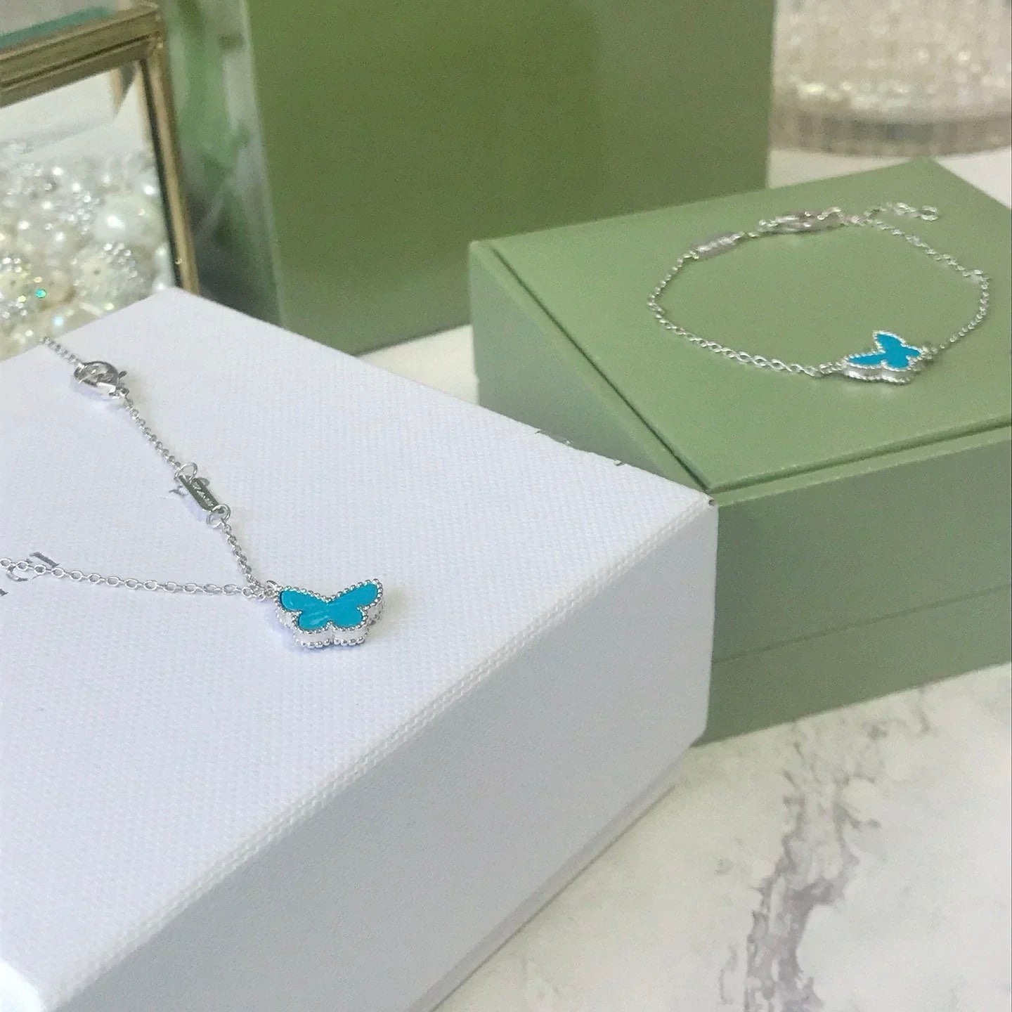 [AURORA]BUTTERFLY TURQUOISE BUTTERFLY BRACELET SILVER