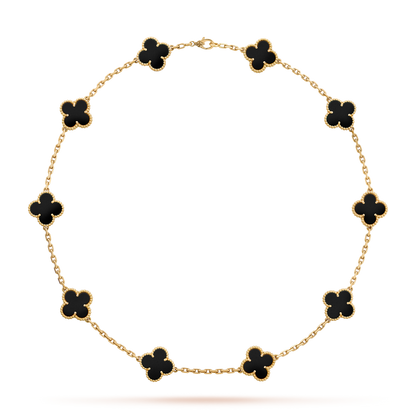 [AURORA]CLOVER 10 MOTIFS ONYX NECKLACE