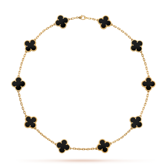 [AURORA]CLOVER 10 MOTIFS ONYX NECKLACE