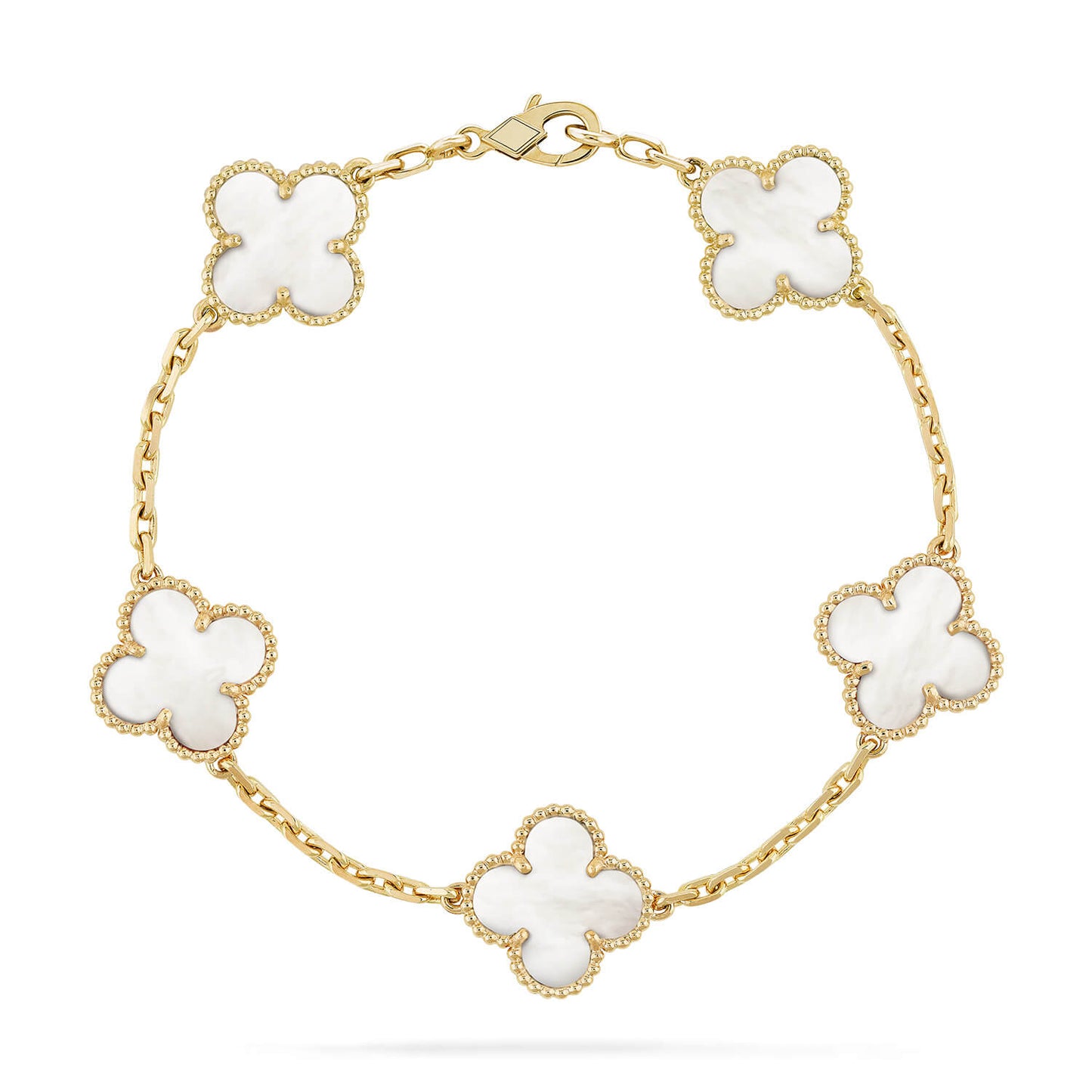 [AURORA]CLOVER  5 MOTIF WHITE MOP BRACELET