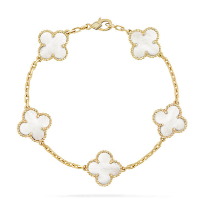 [AURORA]CLOVER  5 MOTIF WHITE MOP BRACELET