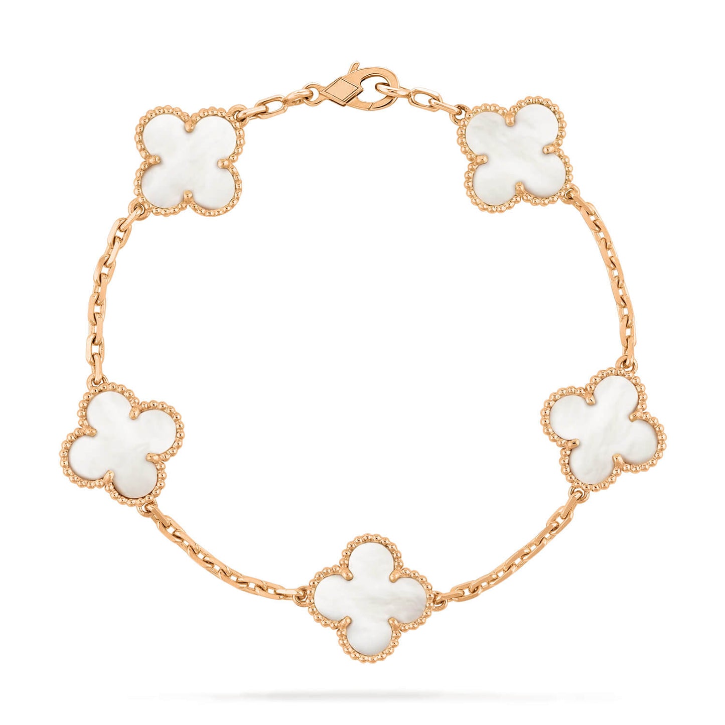 [AURORA]CLOVER  5 MOTIF WHITE MOP BRACELET