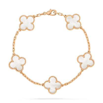 [AURORA]CLOVER  5 MOTIF WHITE MOP BRACELET