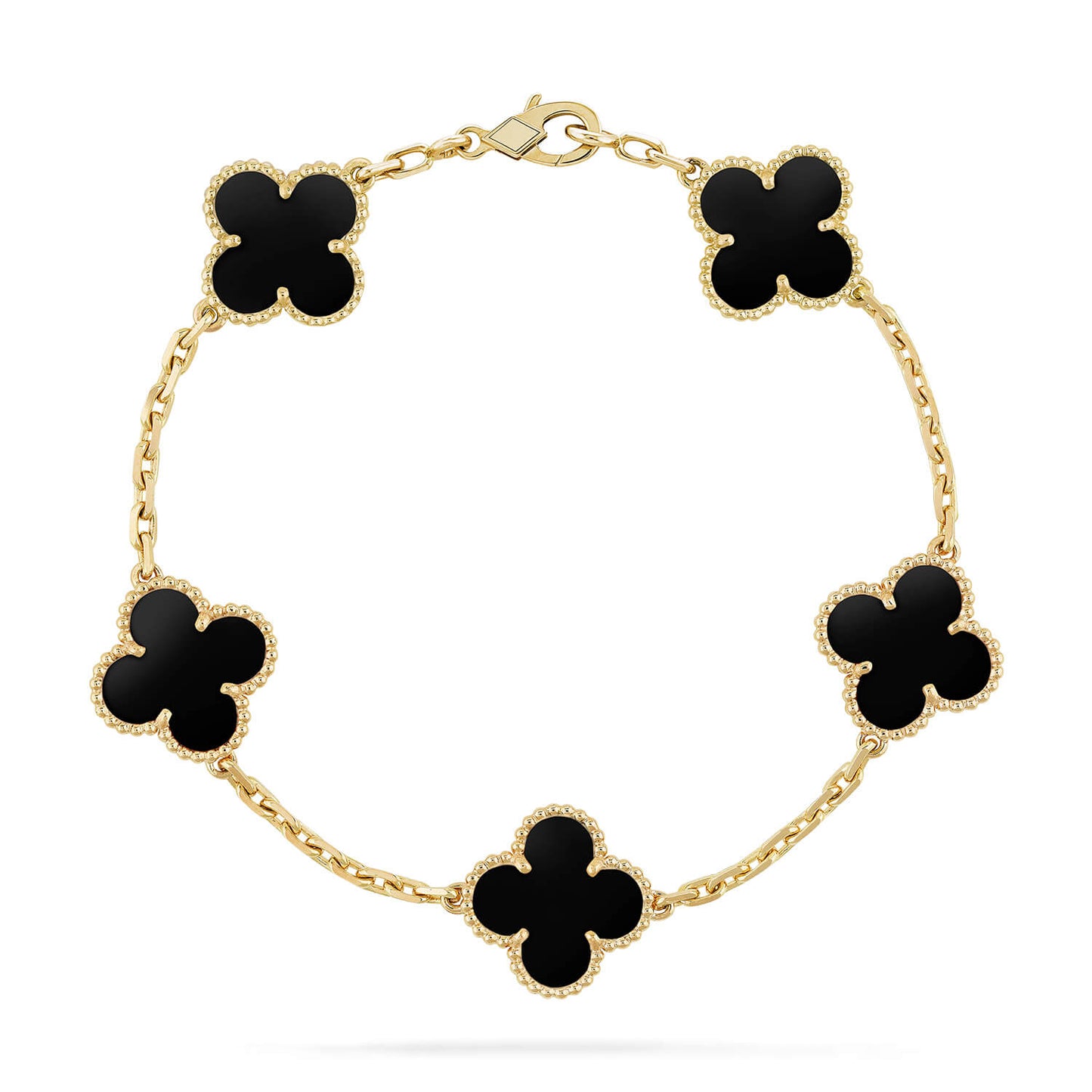 [AURORA]CLOVER  5 MOTIFS BLACK ONYX BRACELET