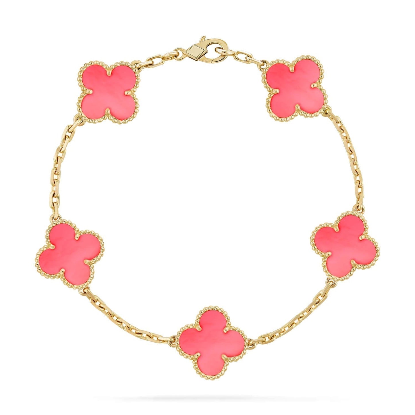[AURORA]CLOVER 5 PINK MOP BRACELET