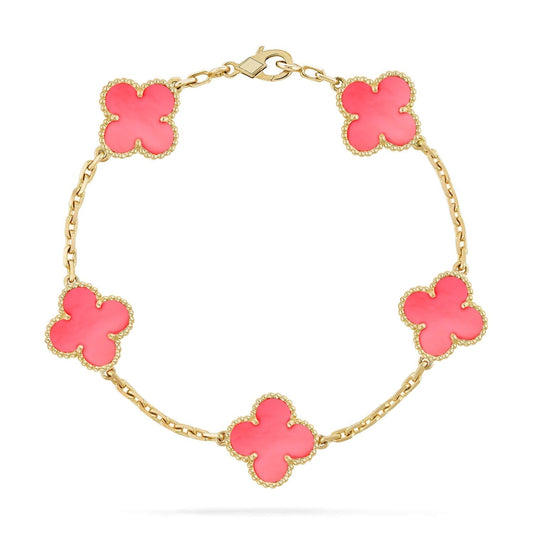 [AURORA]CLOVER 5 PINK MOP BRACELET