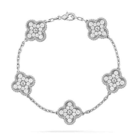 [AURORA]CLOVER 5 MOTIFS  DIAMOND BRACELET SILVER
