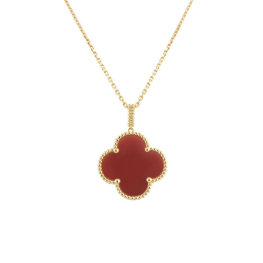 [AURORA]CLOVER 25MM NECKLACE GOLD CARNELIAN