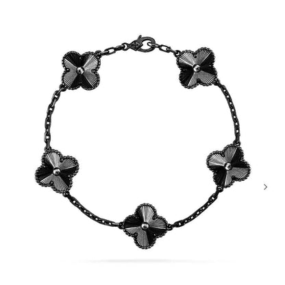 [AURORA]CLOVER 5 MOTIF BLACK BRACELET
