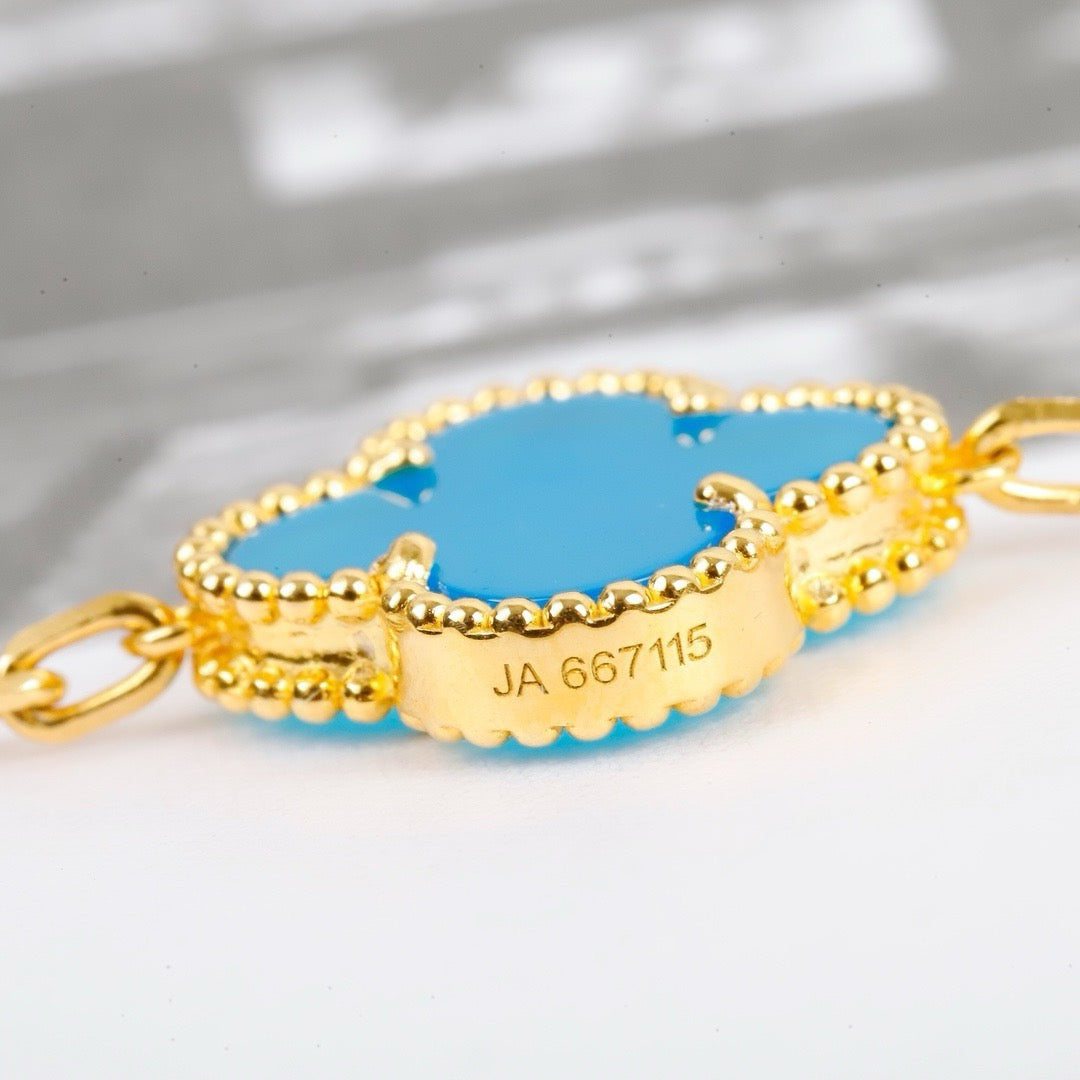 [AURORA]CLOVER 5 MOTIFS TURQUOISE BRACELET