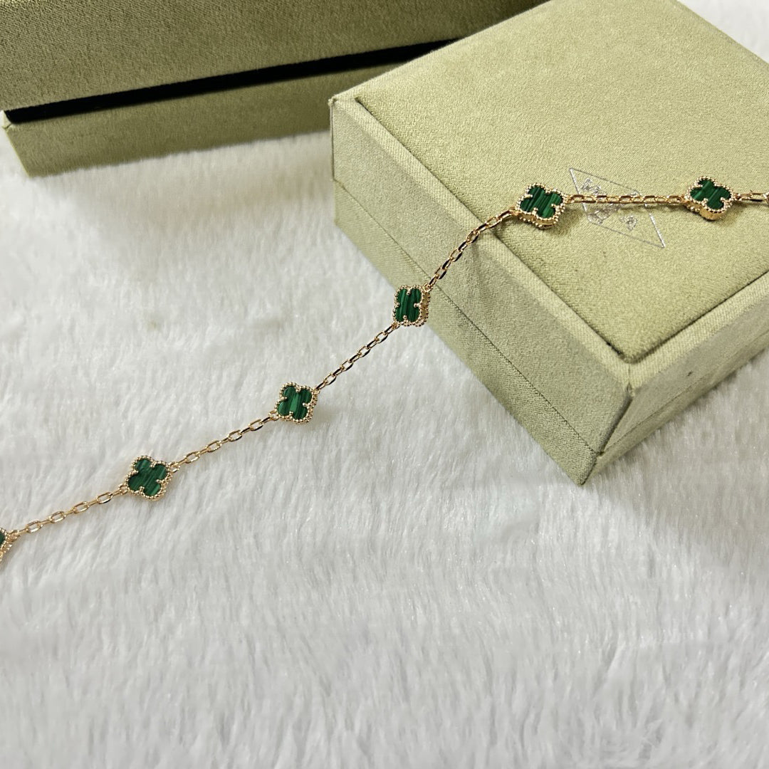 [AURORA]CLOVER 6 MOTIF MALACHITE BRACELET