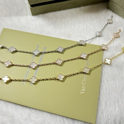 [AURORA]CLOVER 6 MOTIF WHITE MOP BRACELET