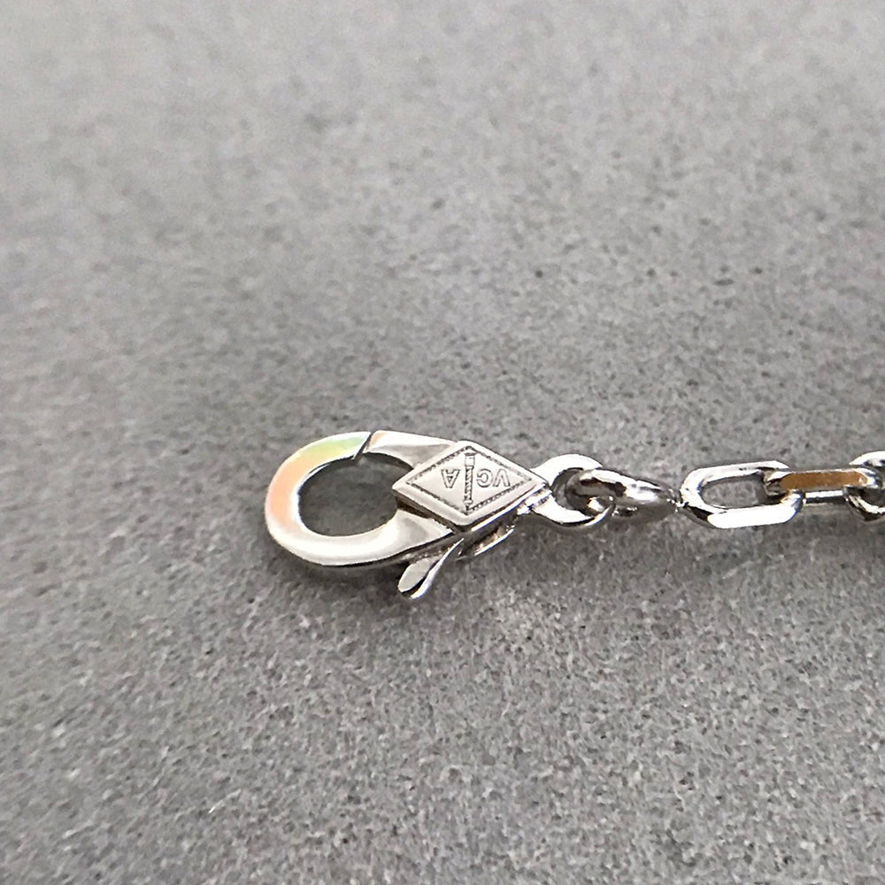 [AURORA]CLOVER 5 MOTIF ONYXS DIAMOND BRACELET SILVER